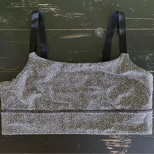 Lululemon, sports bra, black, gray, and white flex